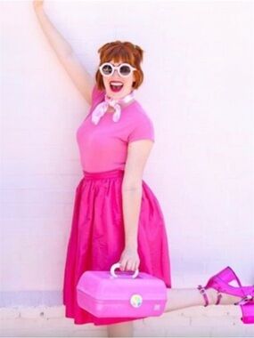 Caboodles Make Up Carrying Case Travel Organizer Hot Lip Bright Barbie Pink